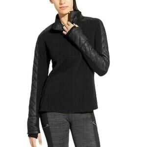 Athleta Pullover 1/4 Zip Black Pullover Quilted Panels Small